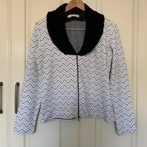 RAYURE white blouse black collar Size 44 Made in France